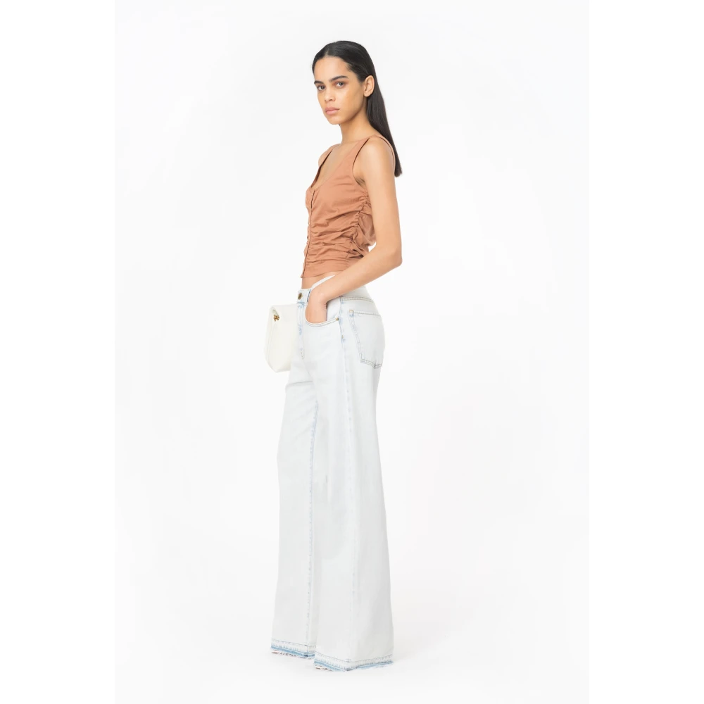 pinko Gebundelde Stretch Poplin Top Brown Dames