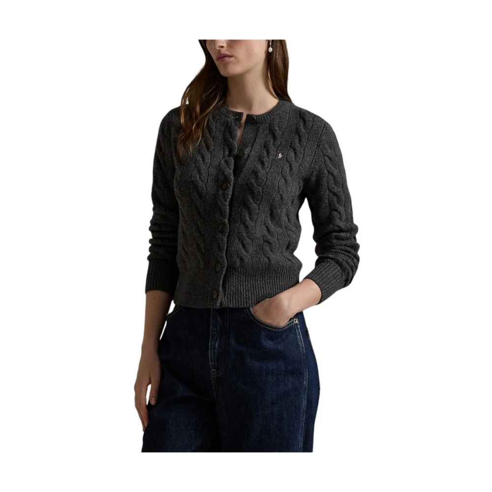 Ralph Lauren Grijze Wol Cashmere Cardigan Sweater Gray Dames