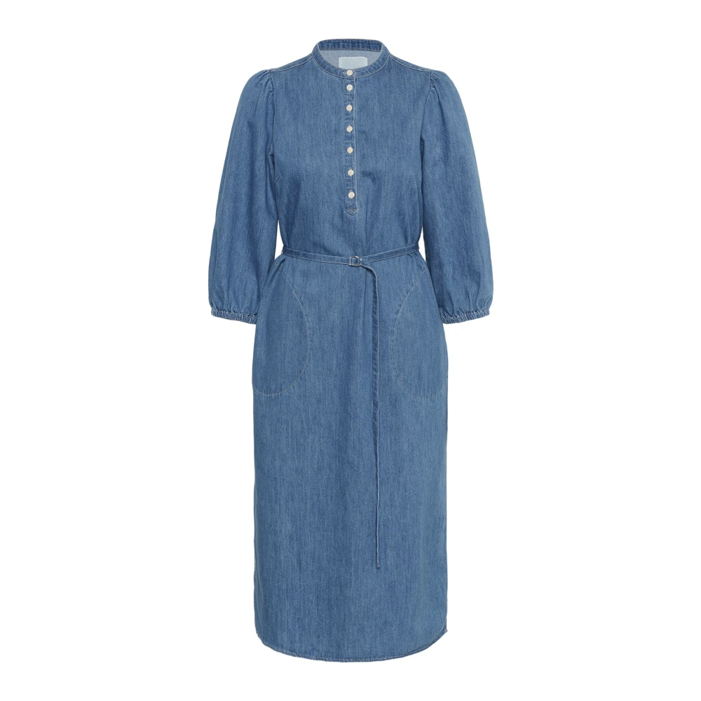 Part Two Blauwe Denim Jurk met ¾ Mouwen Blue Dames