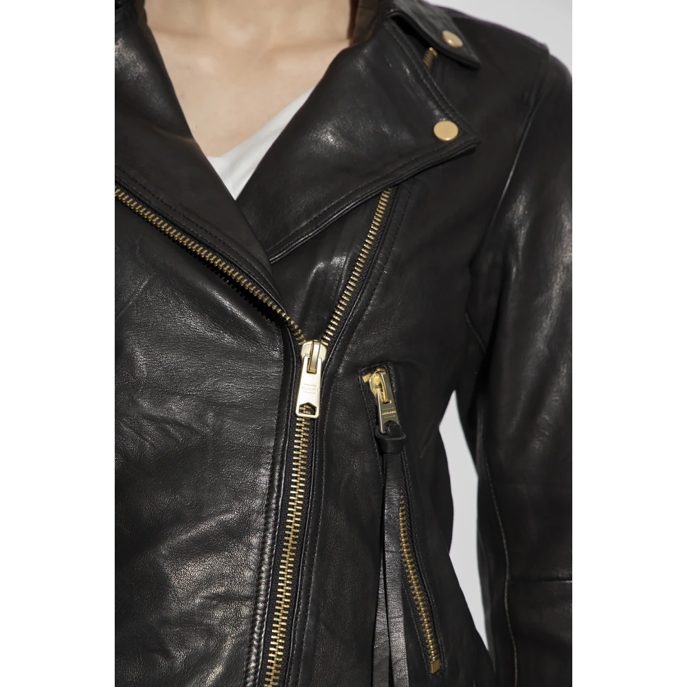 AllSaints Leren Jas Black Dames