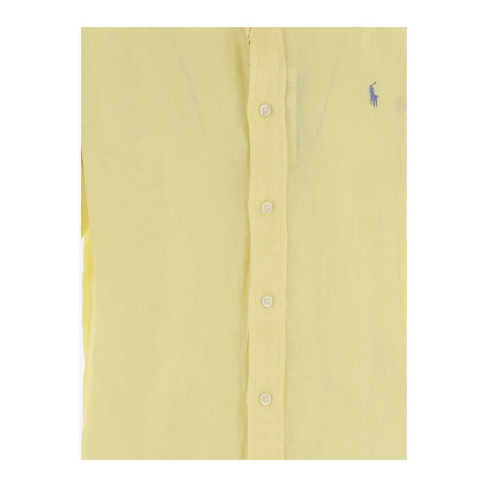 Polo Ralph Lauren Logo Linnen Knoopshirt Geel Yellow Heren