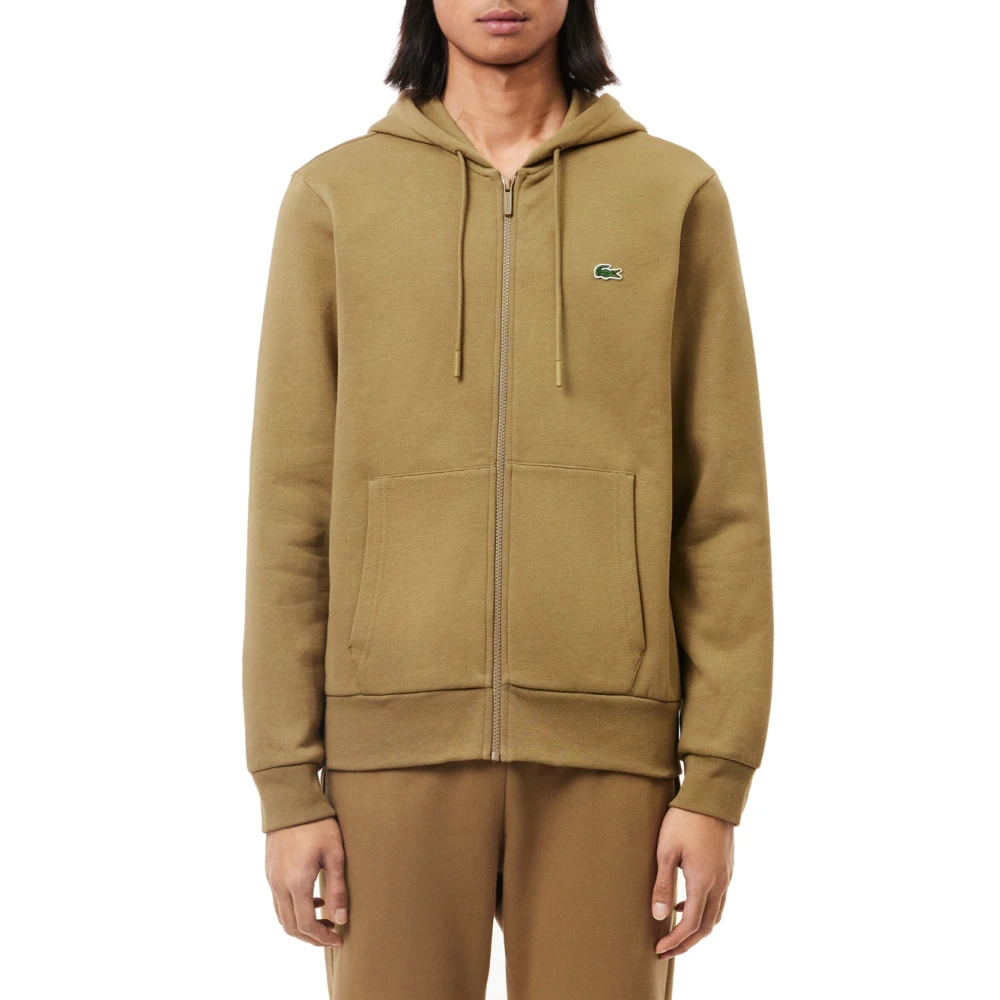 Lacoste Bruine Rits Hoodie Sportieve-Chique Stijl Brown Heren