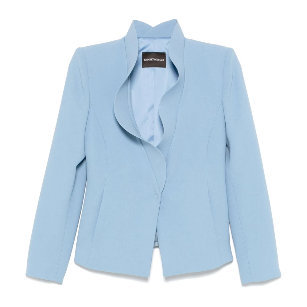 Emporio Armani Blauwe Cady Crepe Blazer Blue Dames