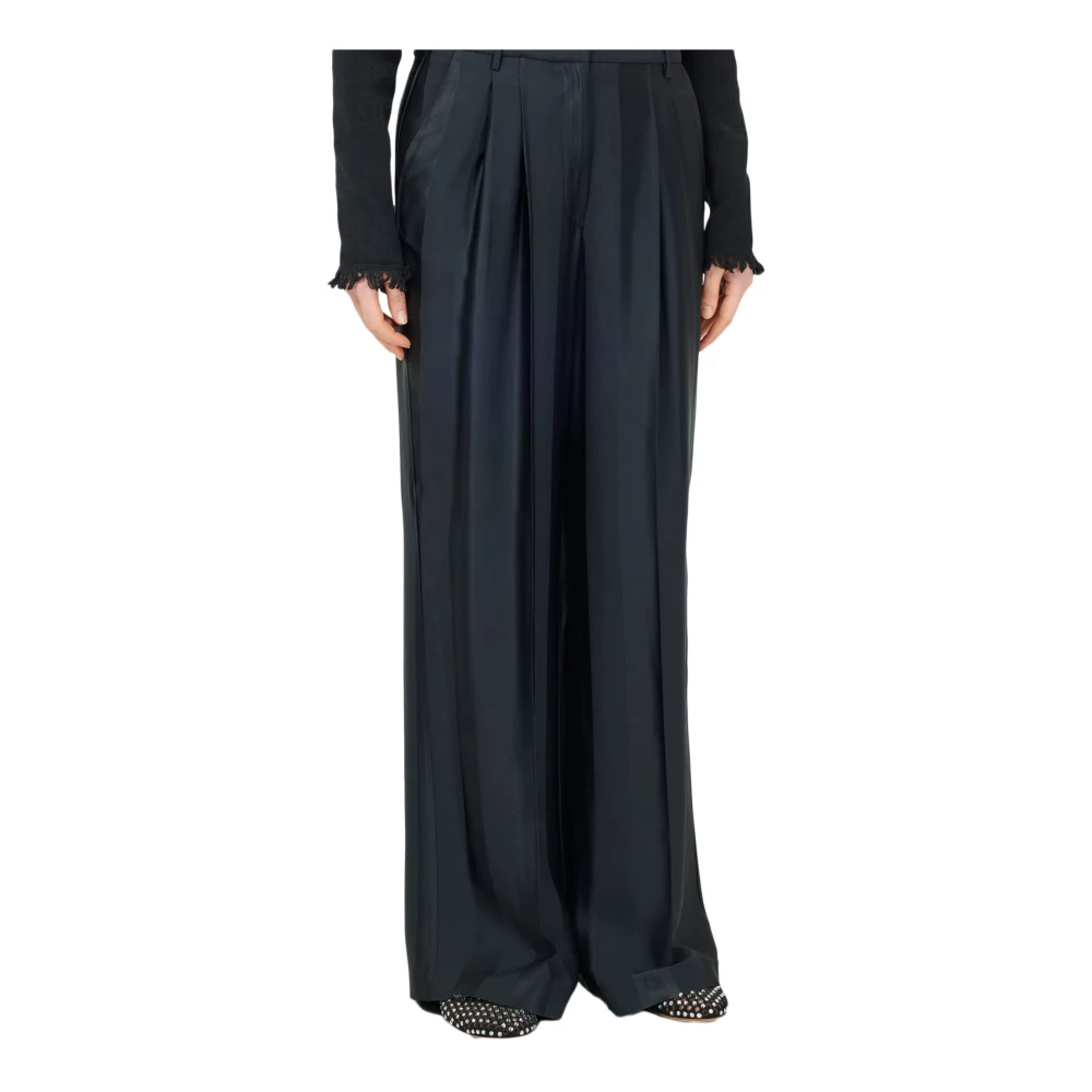 Semicouture Zwarte Palazzo Broek Franse Zakken Black Dames