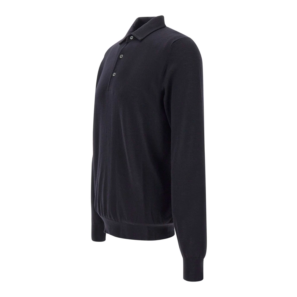 Filippo De Laurentiis Koninklijke Merino Wol Polo Shirt Blue Heren