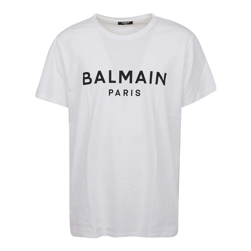 Balmain Bedrukt T-shirt Rechte pasvorm White Heren