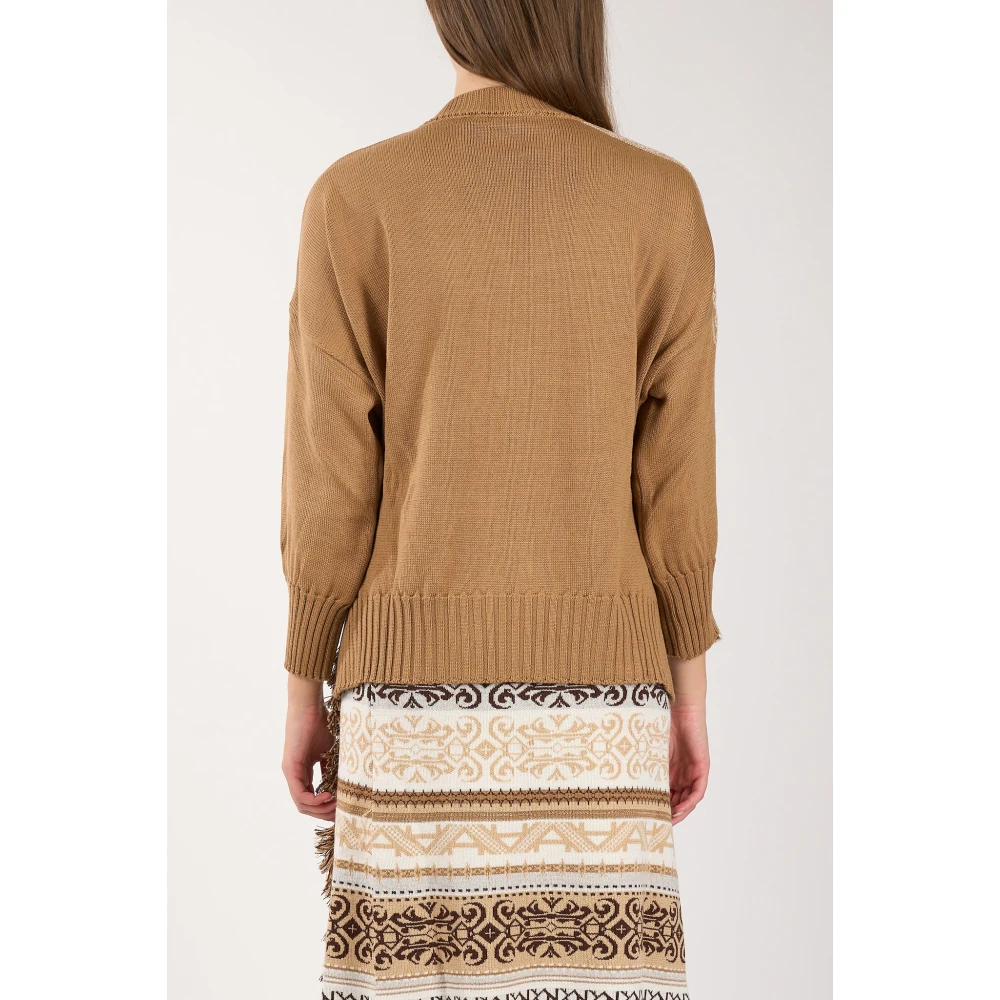 Akep Merino wol ribgebreide trui Brown Dames