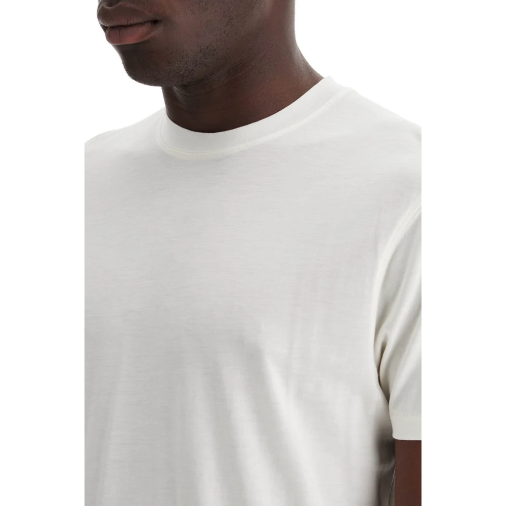 Tom Ford Zachte Katoen Lyocell Crewneck T-shirt White Heren