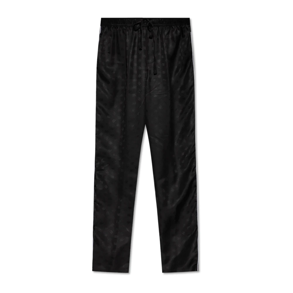 Dolce & Gabbana Zijden broek met monogram Black Heren