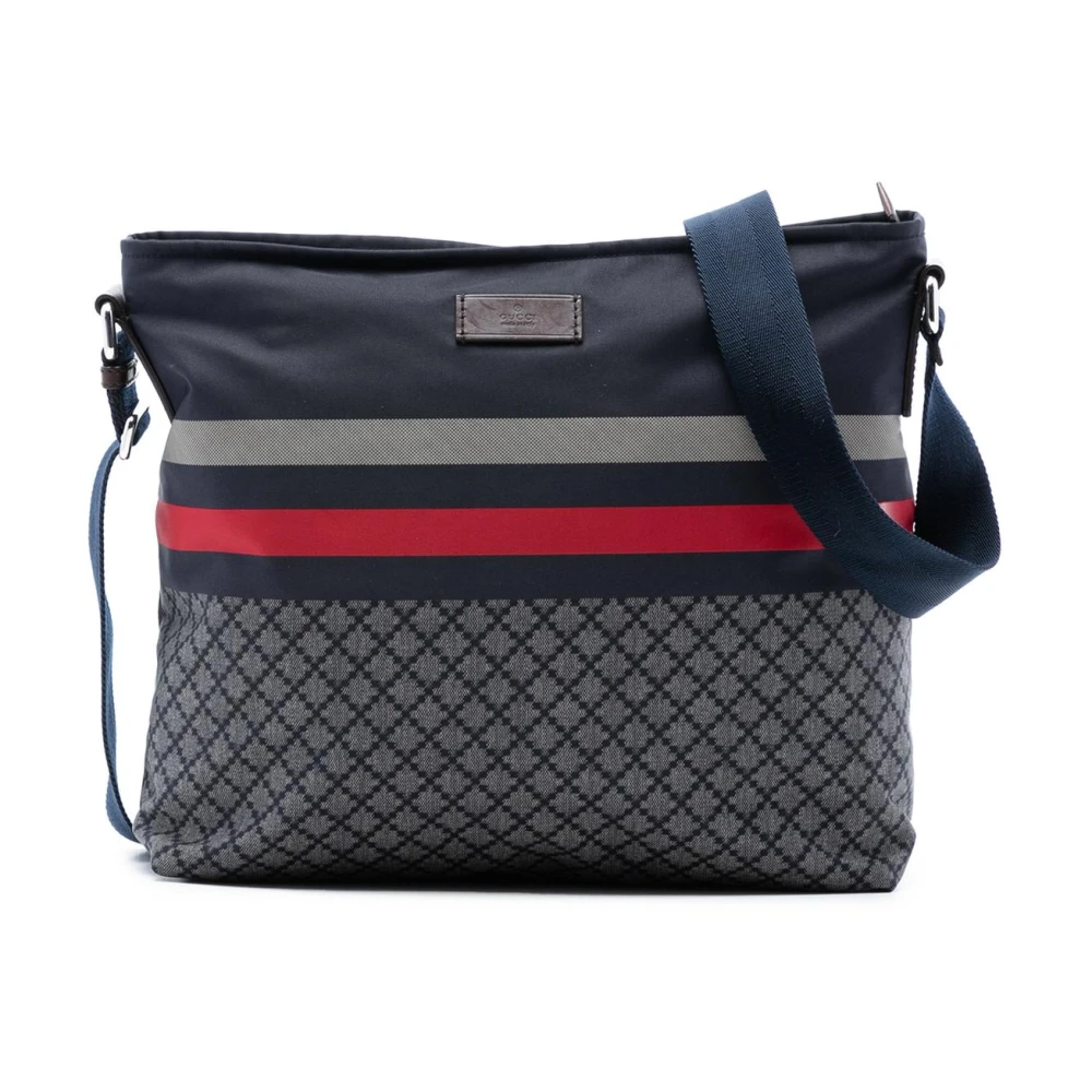 Gucci Vintage Women's Blue Pre-Owned Vintage Striped Canvas Crossbody Bag