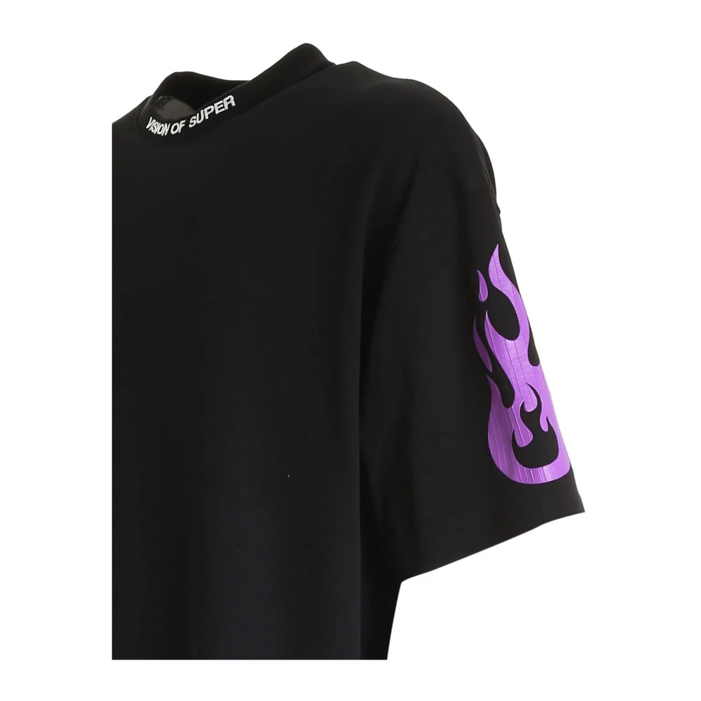 Vision OF Super Paarse Vlam Inzet Katoenen T-Shirt Black Heren