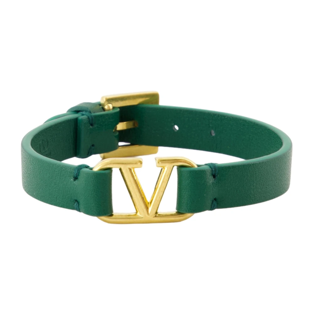 Valentino Garavani VLogo Leren Armband Groen Herfst-Winter 2024 Green Heren