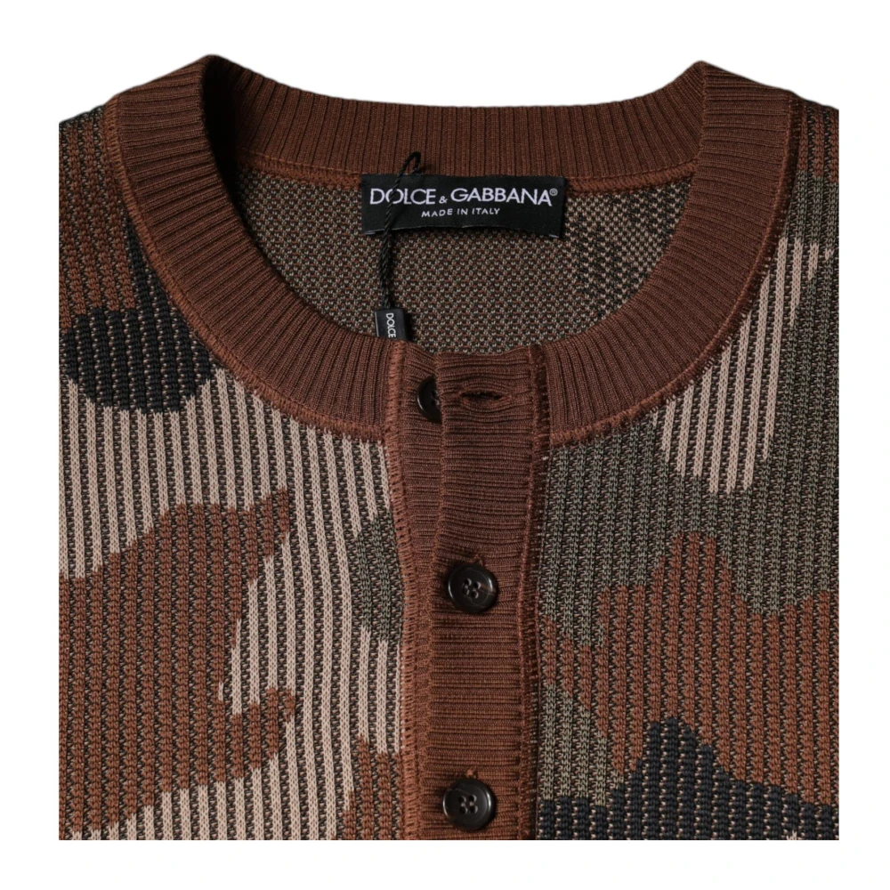 Dolce & Gabbana Camouflage Crew Neck Pullover Sweater Multicolor Heren