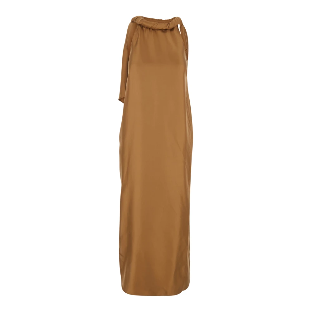 Loulou Studio Women's Brown Maxi Dresses, S, Susan Twisted Collar Dress