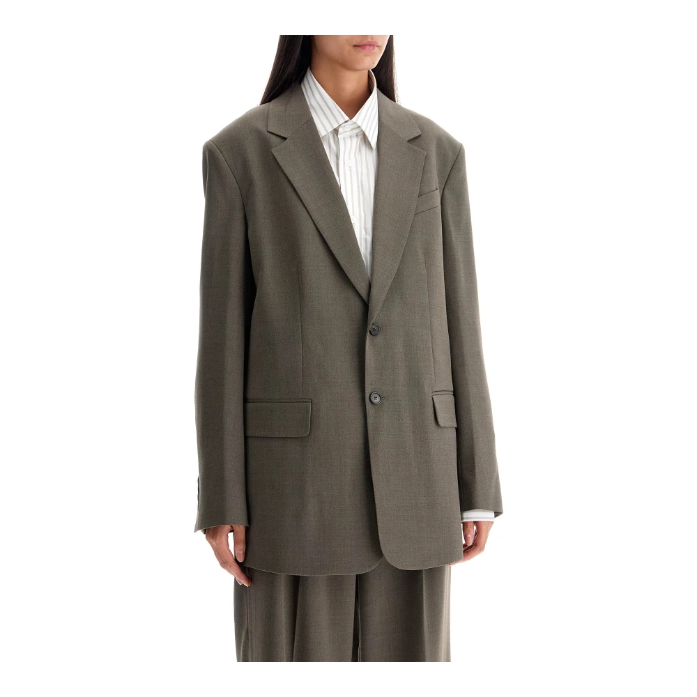 Filippa K Oversized Wollen Blazer met Enkele Rij Knopen Gray Dames