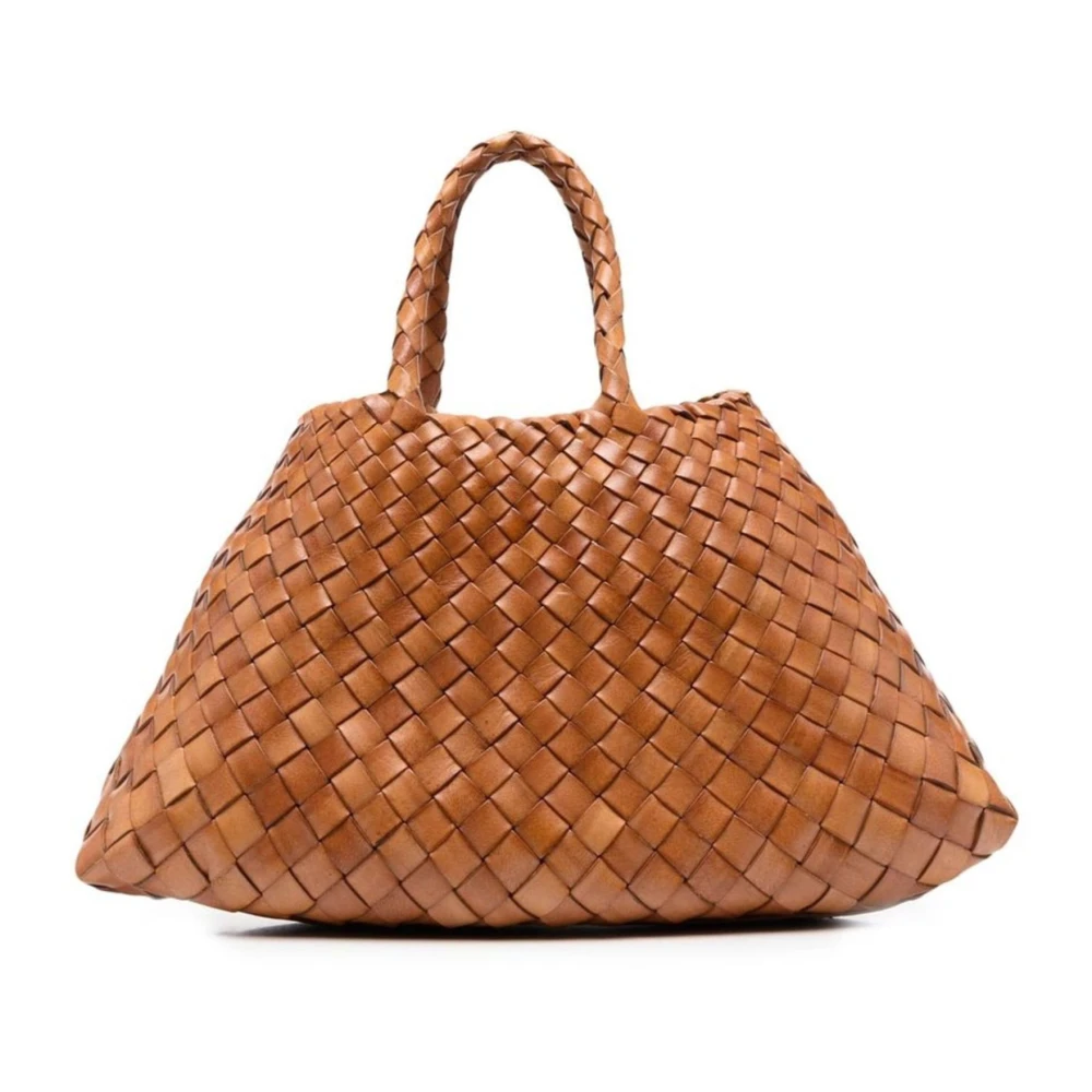 Dragon Diffusion Bruine leren tas met gevlochten handvatten Brown Dames