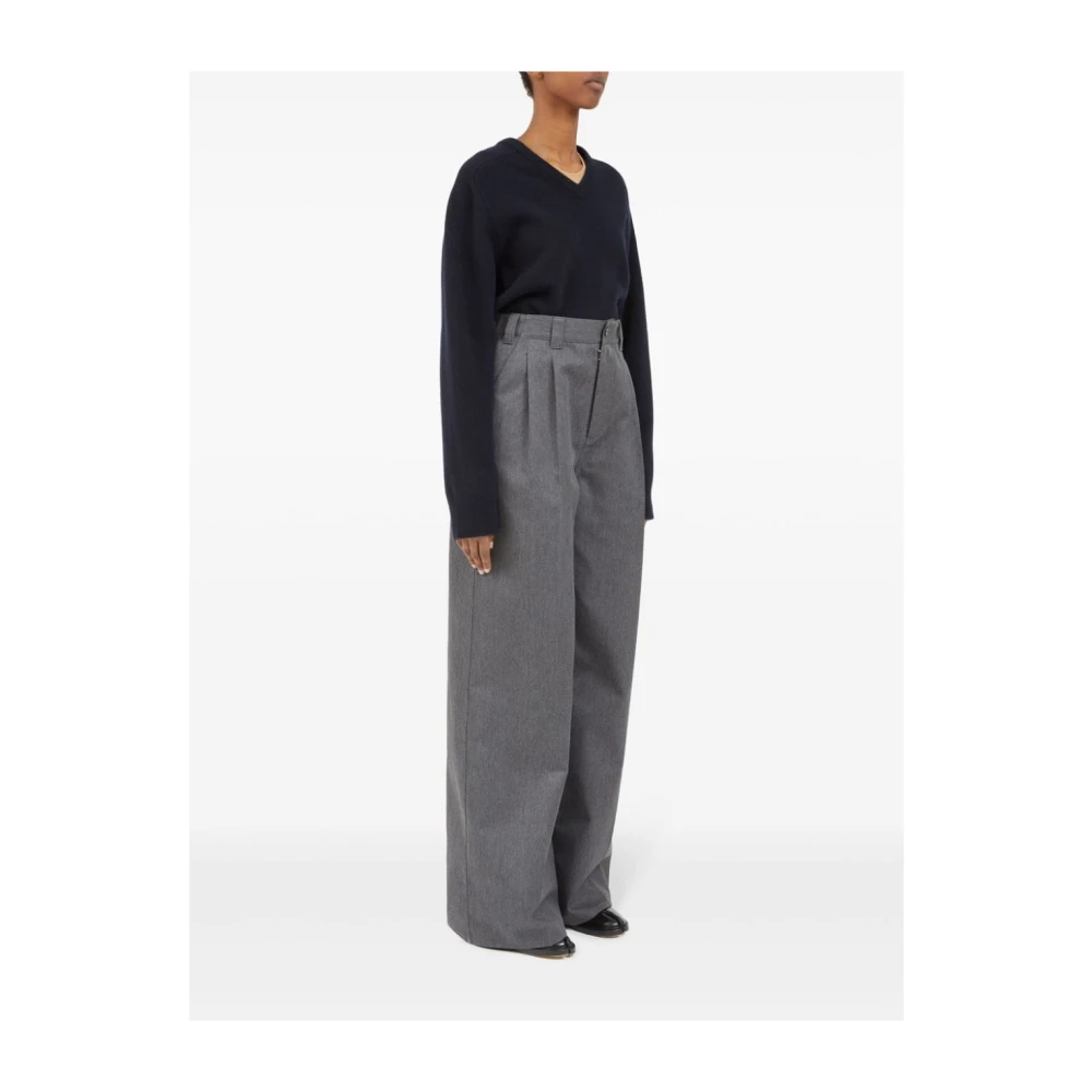 Maison Margiela Hoge Taille Wijde Pijp Broek Grigio Gray Dames