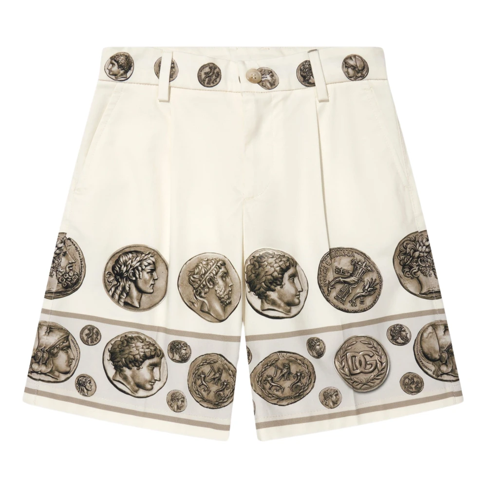 Dolce & Gabbana Boys Beige Shorts, 14 Y, Roman Empire Inspired Bermuda Shorts