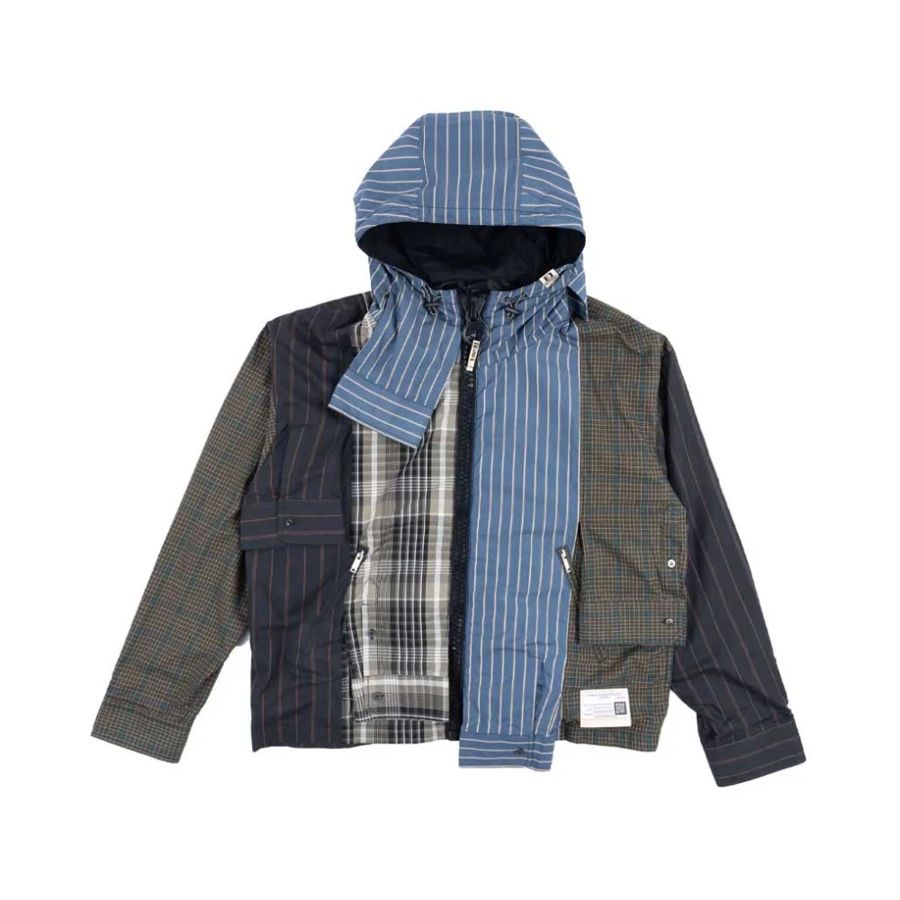 Mihara Yasuhiro Zwarte Shirt Parka met Docking Stijl Multicolor Heren