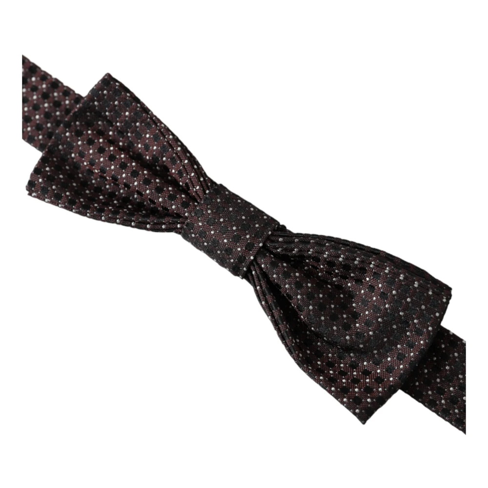 Dolce & Gabbana Bruine Fantasie Zijden Verstelbare Hals Mannen Vlinderstrik Brown Heren