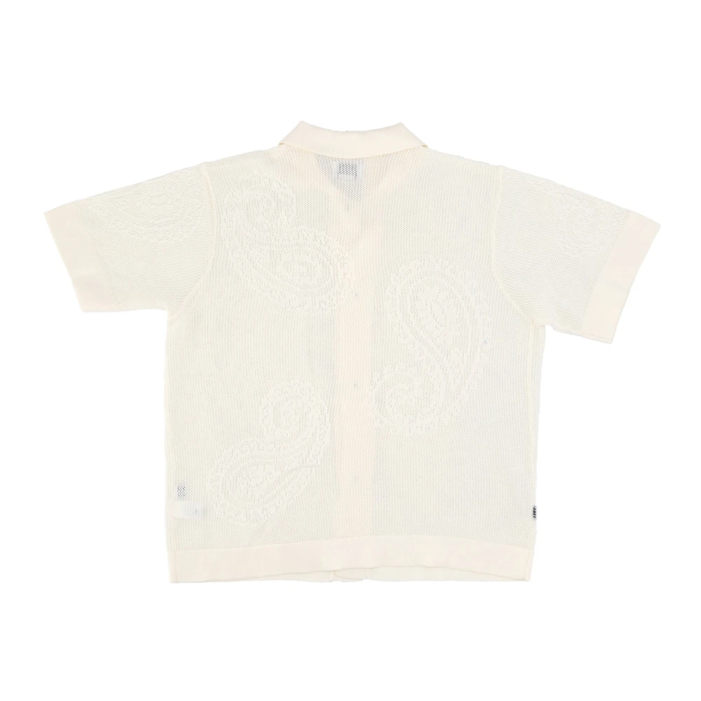 Obey Open Gebreide Korte Mouw Shirt Beige Heren