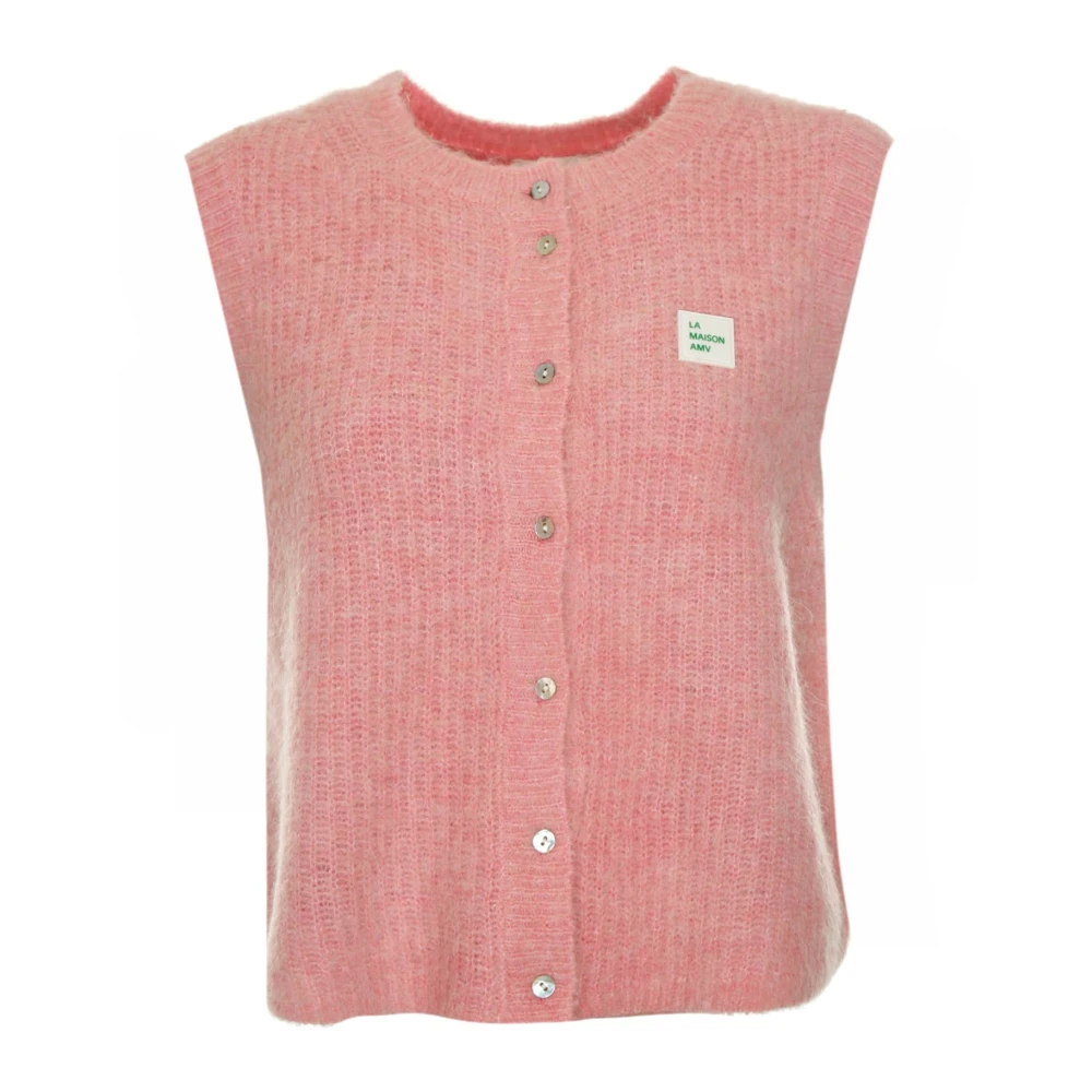 American vintage Mouwloze Vest met knoopsluiting Pink Dames