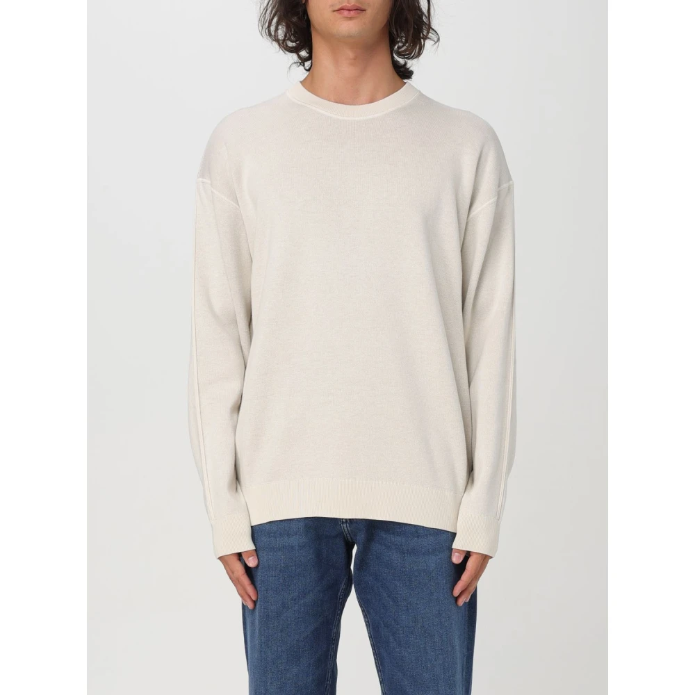 Boss Katoen Room Crew Neck Sweater White Heren