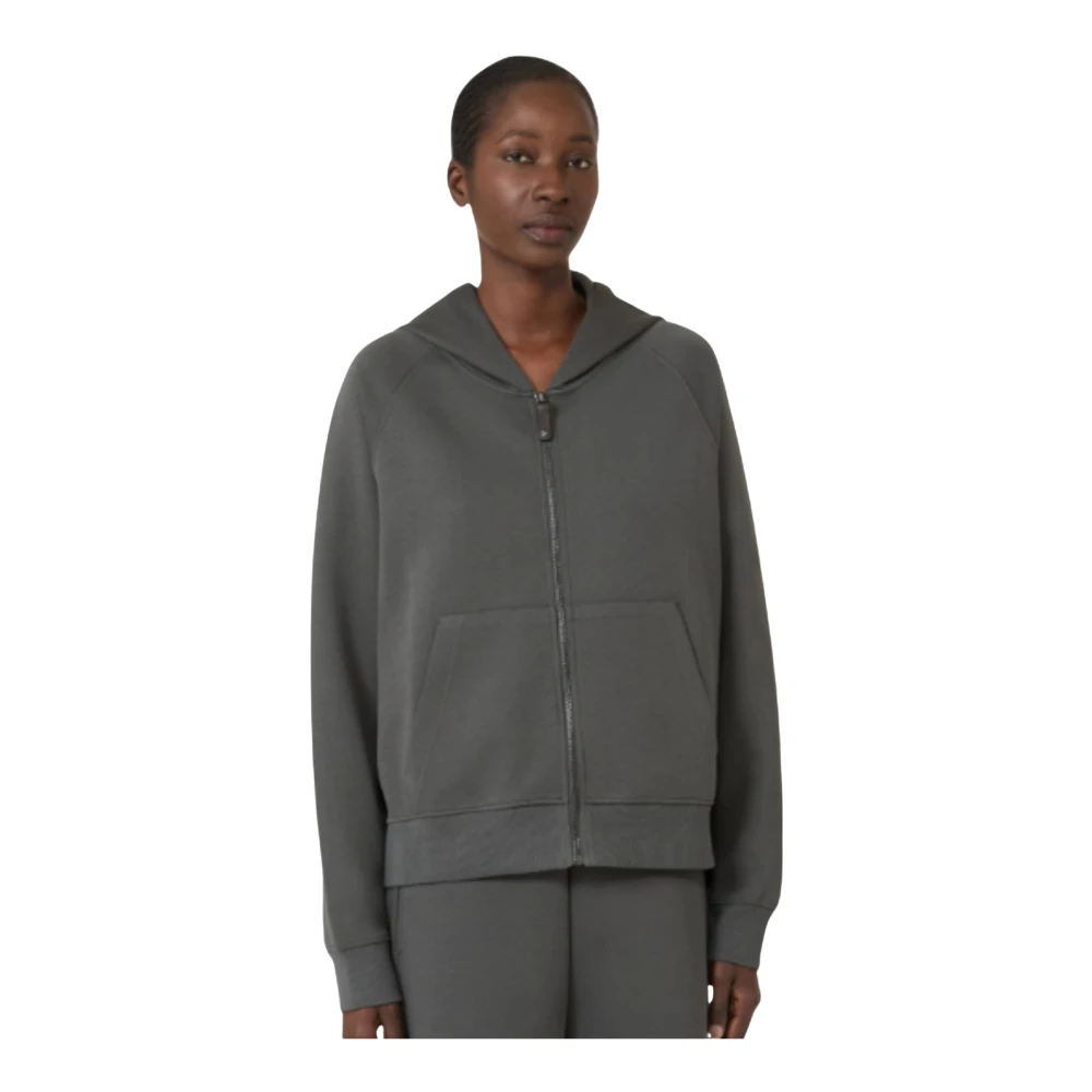 Max Mara , Zip-Throughs, Female, Gray, M, Smmmarea Hooded Zip-Up Sweatshirt