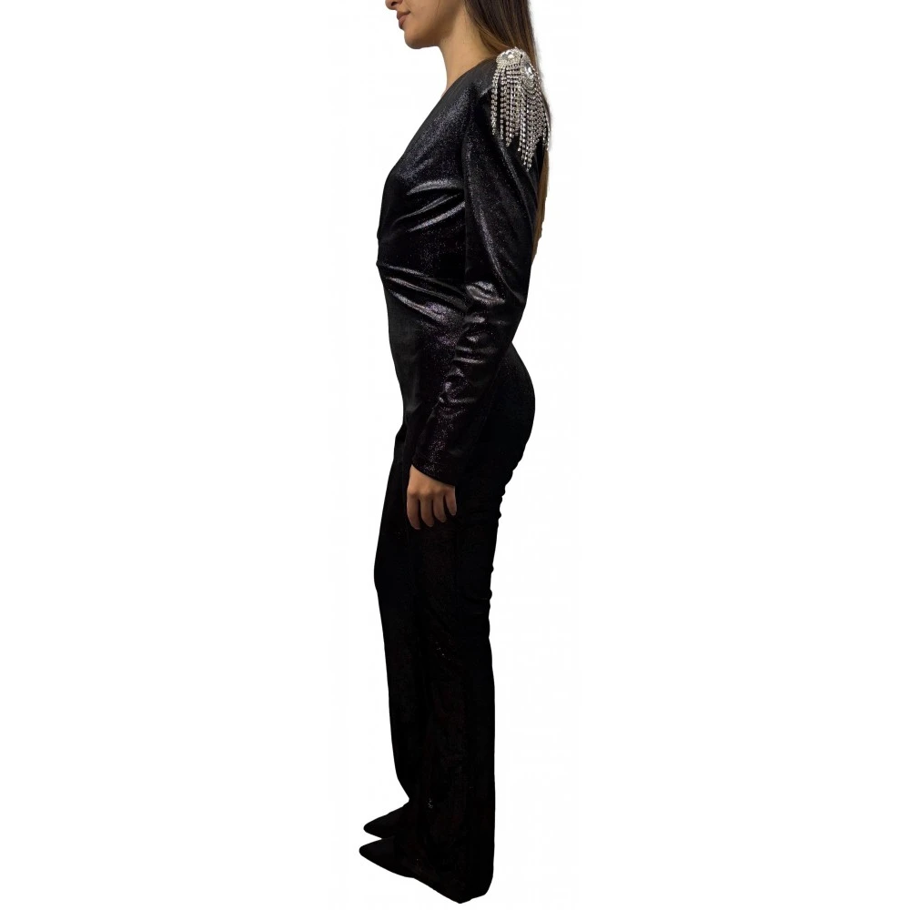 ViCOLO Zwarte jumpsuit met polyester en elastaan Black Dames