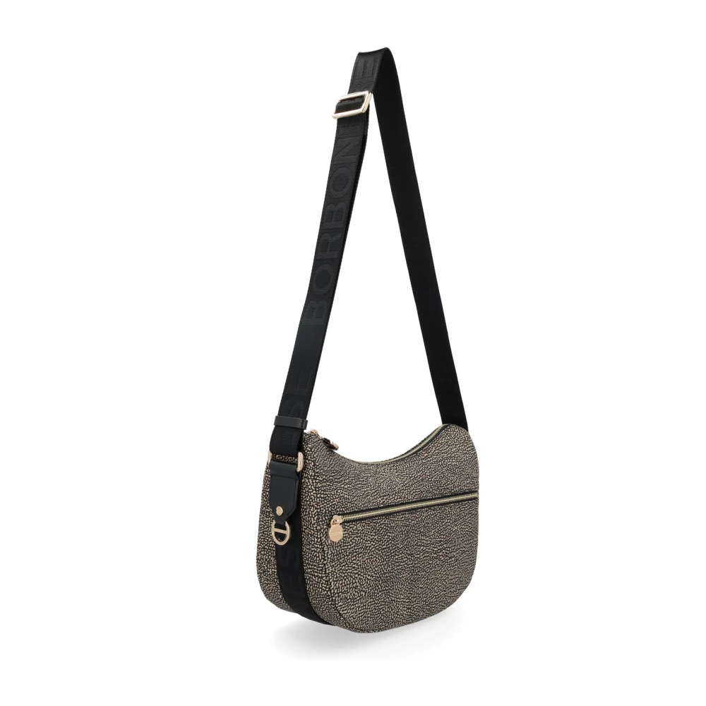 Borbonese Kleine Luna Tas van Nylon met Rits Brown Dames