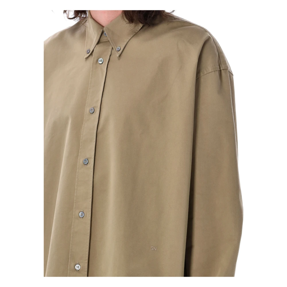 Studio Nicholson Beige Technische Twill Overhemd Beige Heren