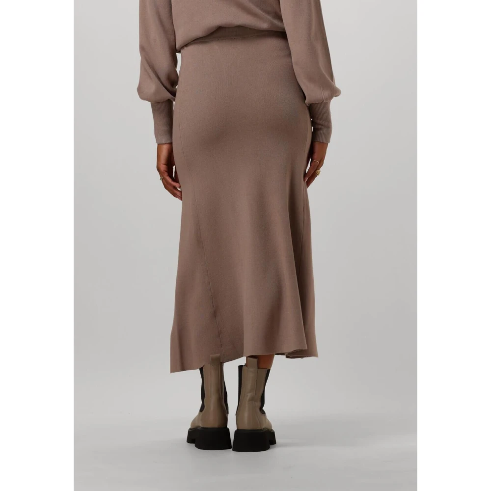 Y.A.S Bruine Gebreide Maxi Rok Brown Dames