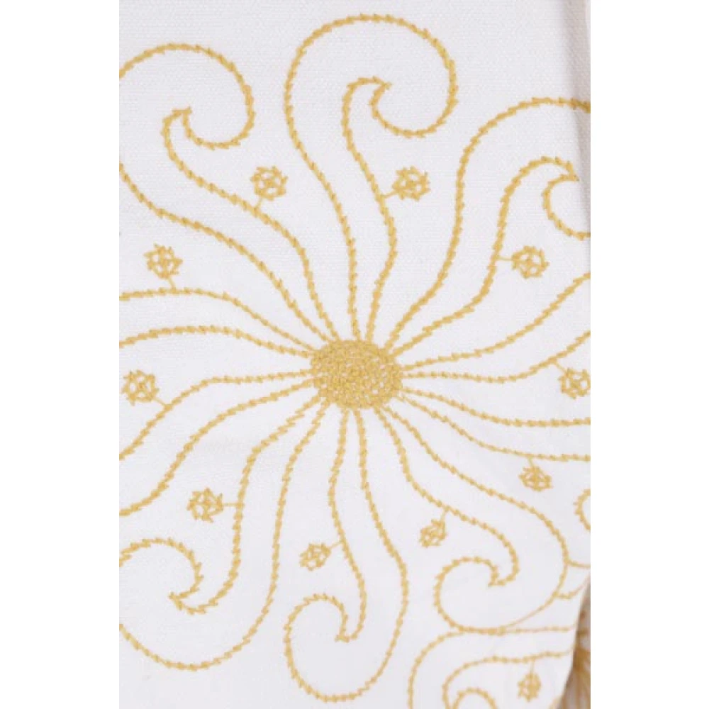 Bode Witte geborduurde broek met rechte pijpen White Dames