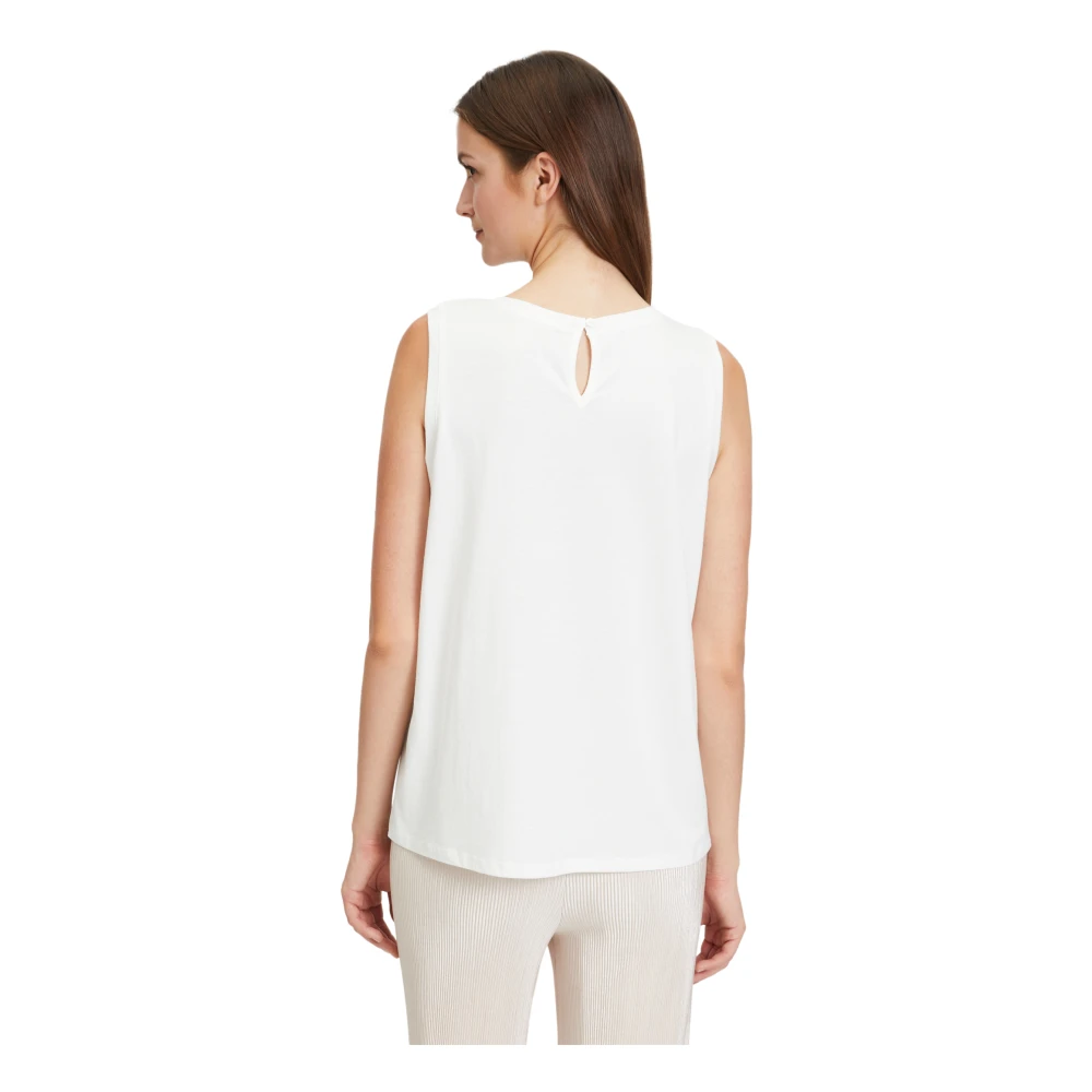 Betty & Co Chic Mouwloze Blouse met Webdetail White Dames