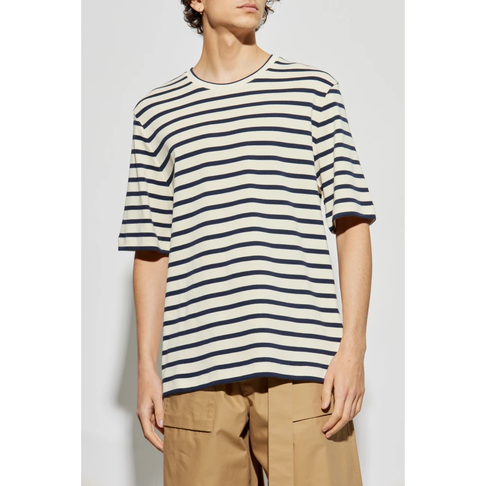 Jil Sander T-shirt met gestreept patroon Beige Heren