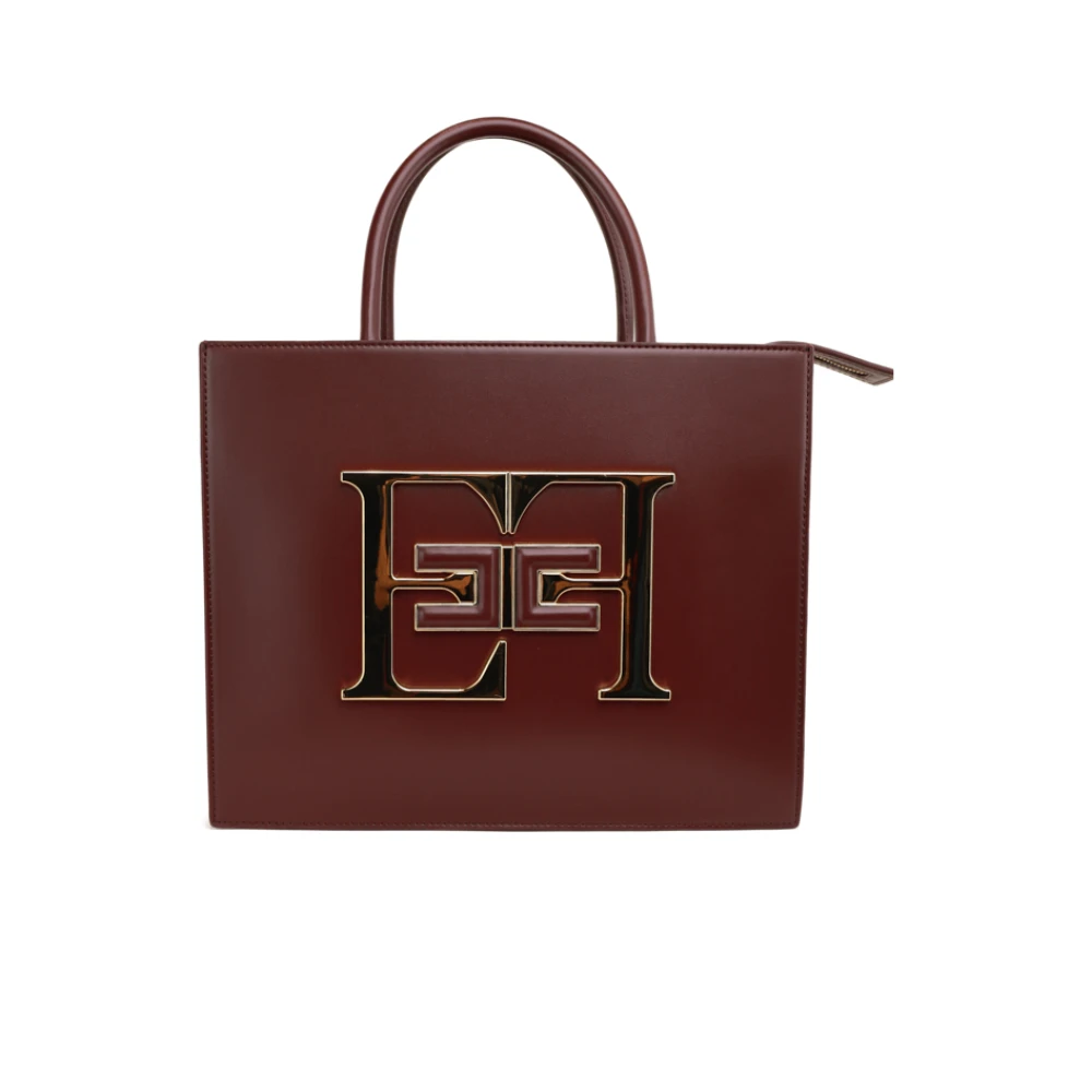 Elisabetta Franchi Grote Handtas met Metalen Logo Red Dames
