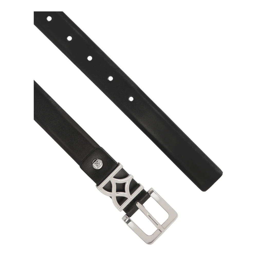 Kazar Smalle leren riem met logogesp Black Dames
