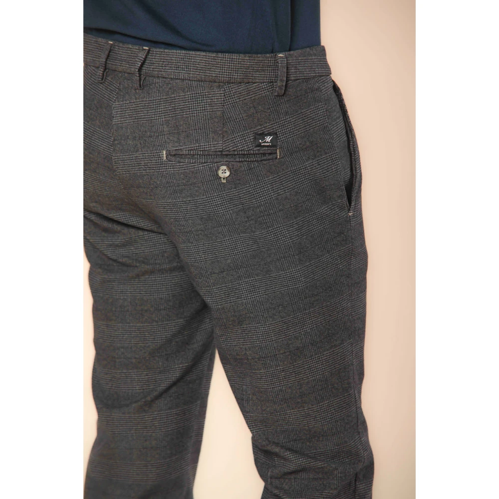 Mason's Slim Fit Katoenen Chino Broek met Ruitpatroon Gray Heren