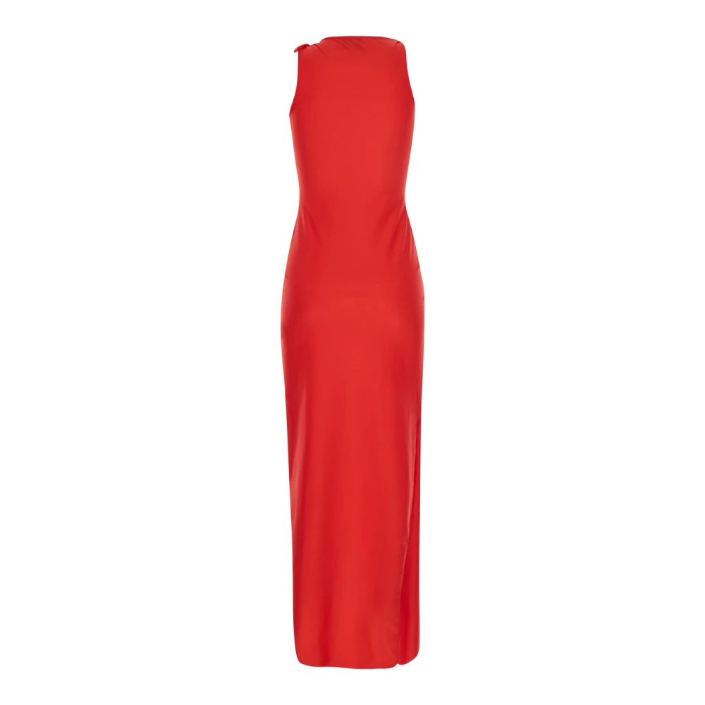 Coperni Rode Asymmetrische Bloem Jurk Red Dames