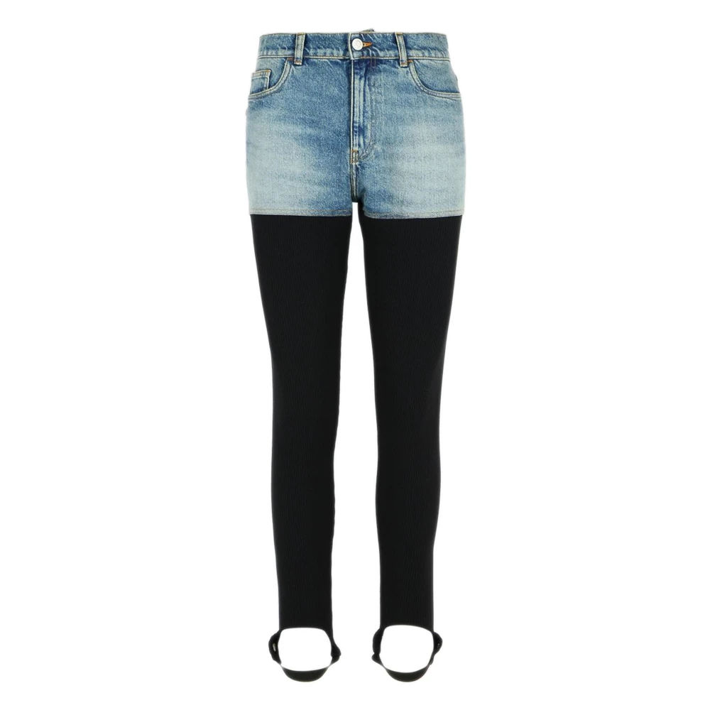 Coperni Women's Blue Hybrid Denim Ribbed Leggings