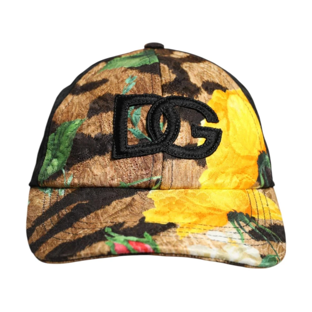 Dolce & Gabbana Men's Multicolor Hats & Caps, One Size, Floral Leopard Print Baseball Cap