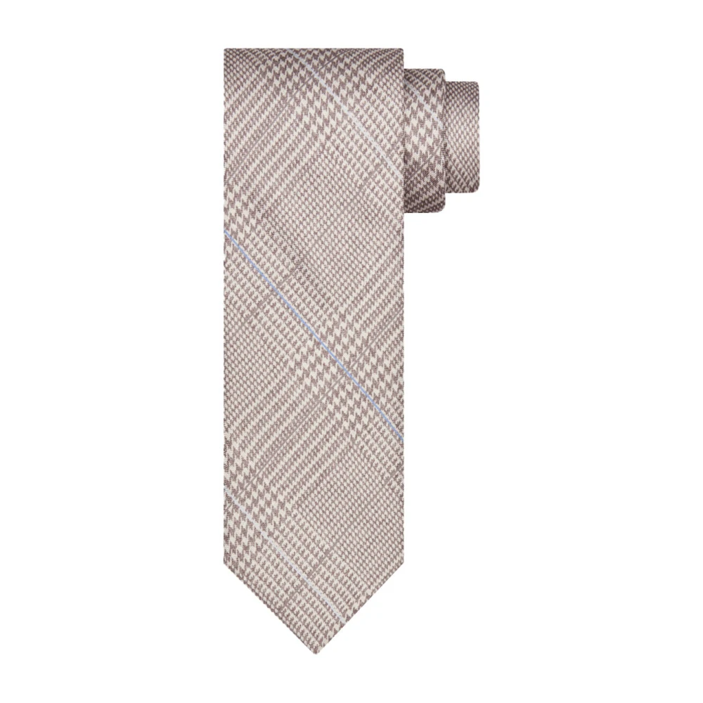 Profuomo Zijden Print Bruine Stropdas Brown Heren