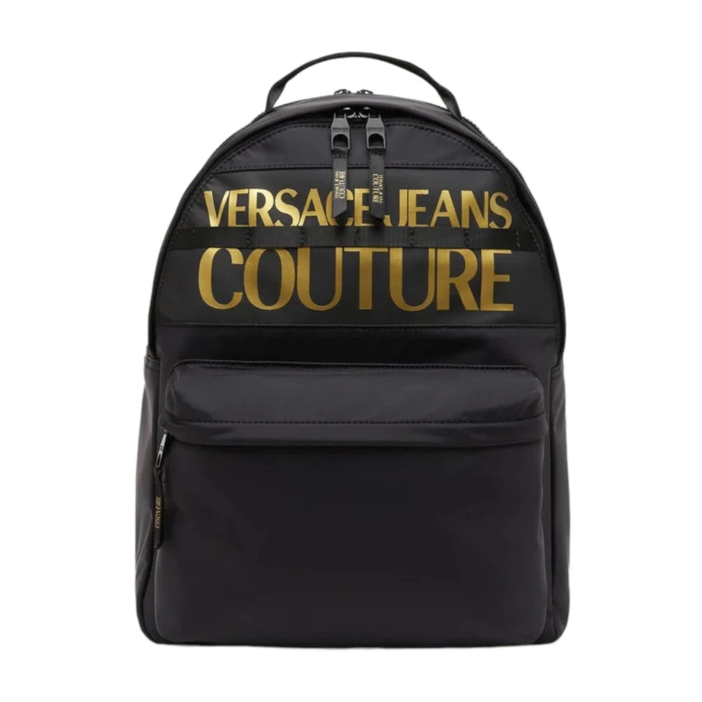 Versace Jeans Couture Rymlig Ryggsäck med Guld Logo Print Black, Herr