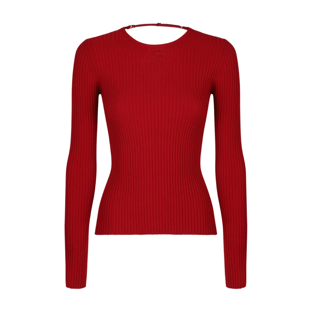 Courrèges Vrouw Rood Truien & Vesten Dames, M, Lingerie Detail Gebreide Trui