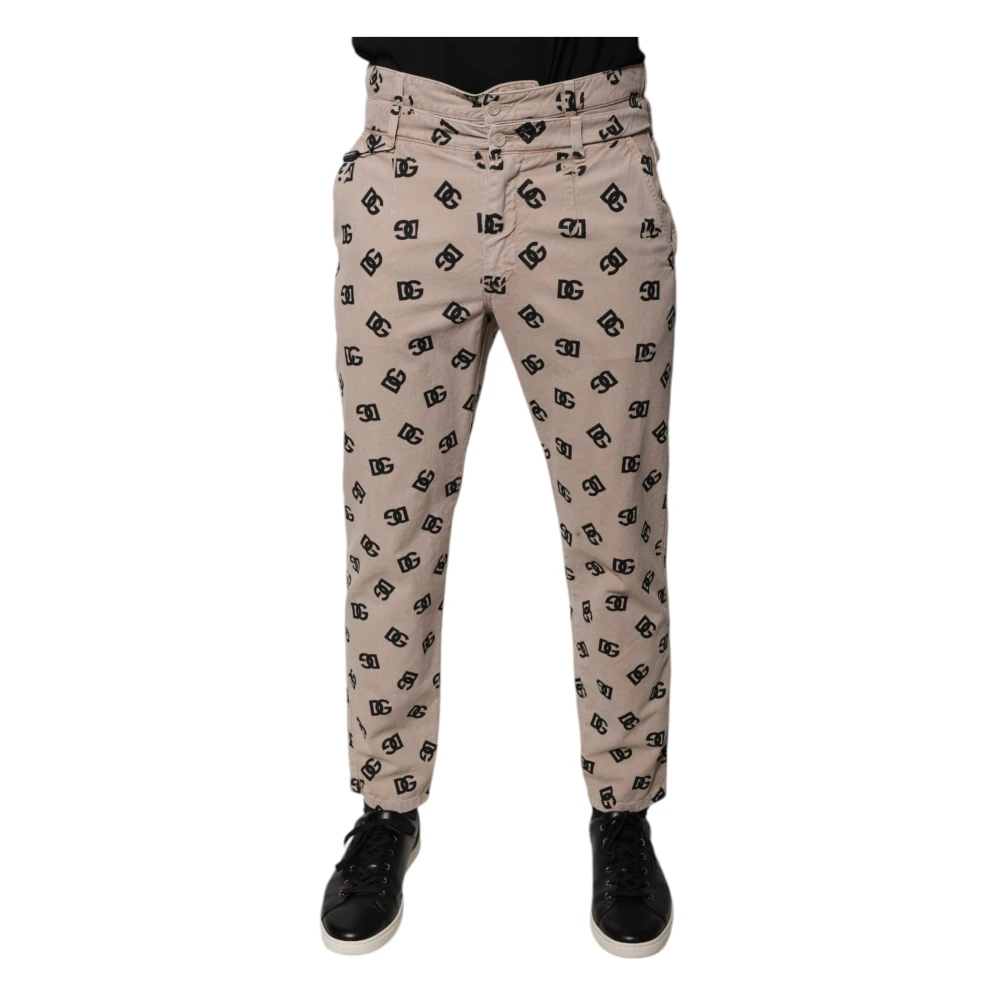 Dolce & Gabbana Men's Beige Logo Cotton Skinny Denim Jeans