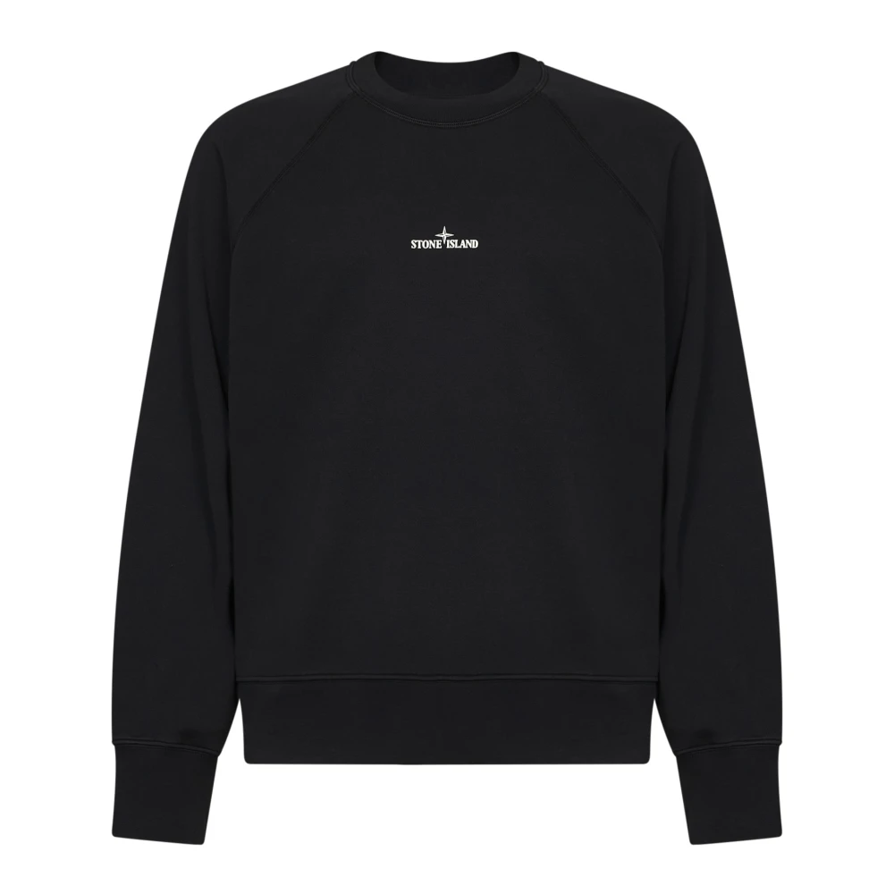 Stone Island Black Sweatshirts, Male, Xl, Crewneck Sweatshirt