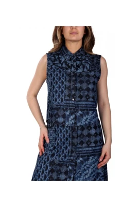 All-over print denim top
