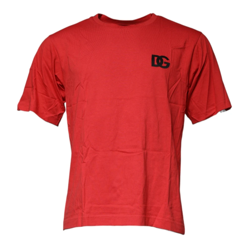 Dolce & Gabbana Men's Red Dg Logo Cotton T-Shirt
