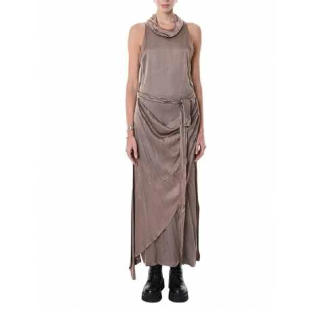 La Haine Inside Us Roze Gedrapeerde Satijnen Viscose Lange Jurk Pink Dames