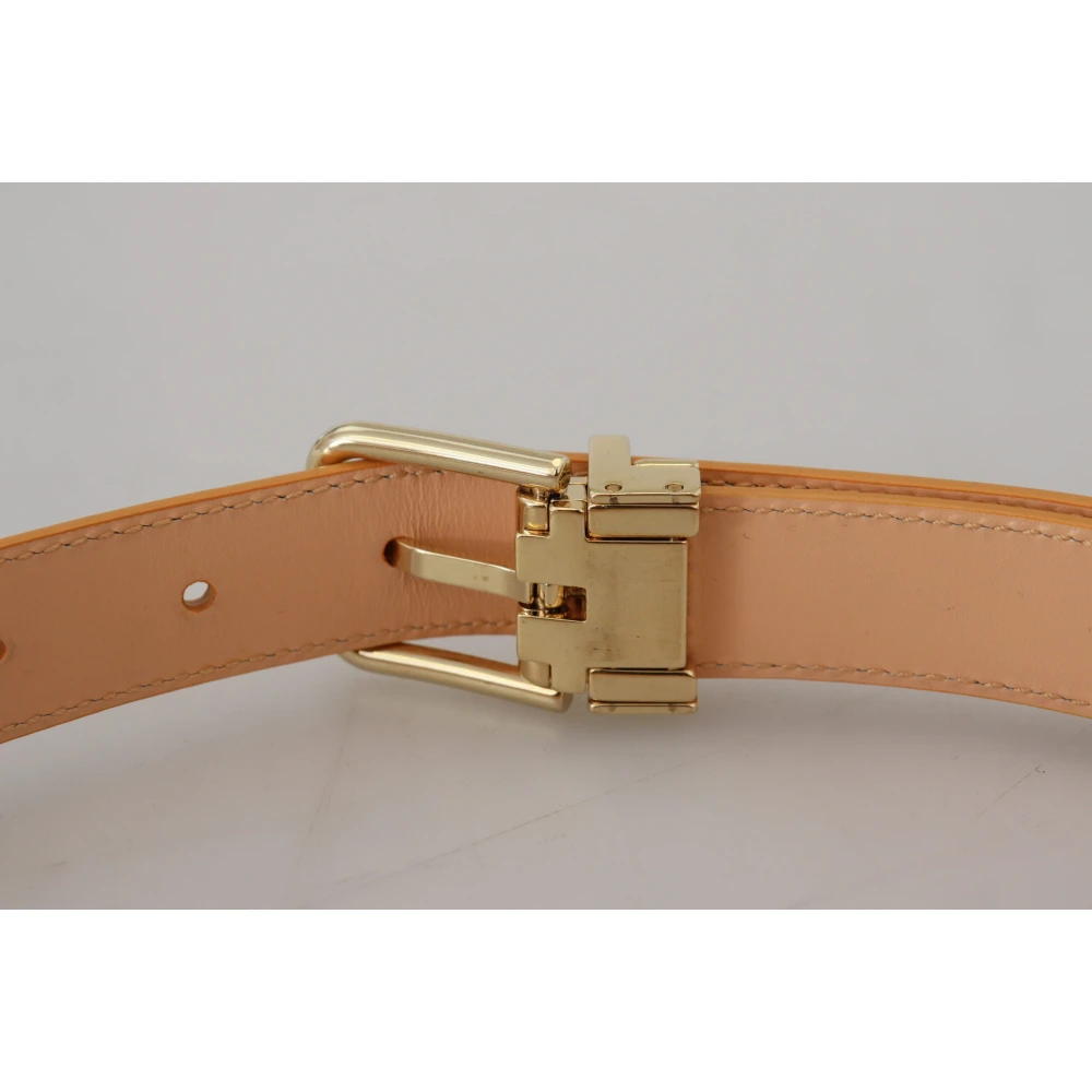 Dolce & Gabbana Exotisch Leer Gouden Metalen Gesp Riem Beige Dames